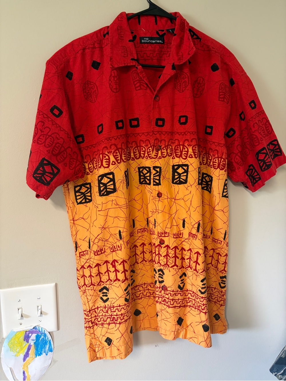 VTG no Boundaries 90s GrungCotton Y2K Short-Sleeve Hawaiian Button Down Large